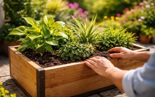 jardiniere-bois-plantes-terrasse-ensoleillee