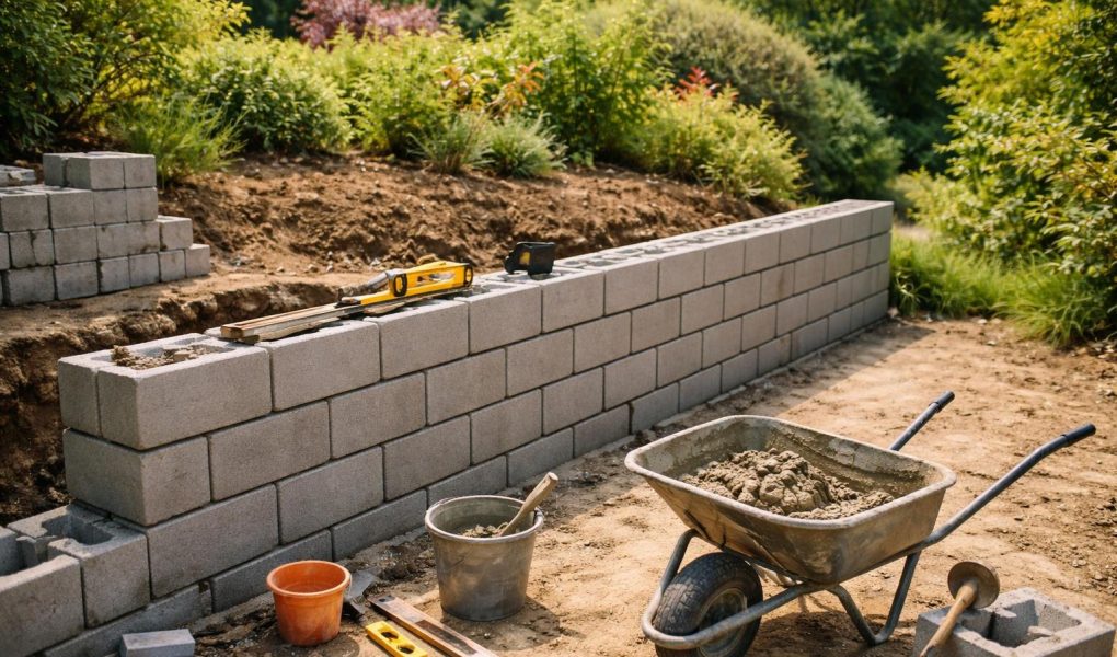 jardin-terrasse-mur-parpaing-outils-maçonnerie