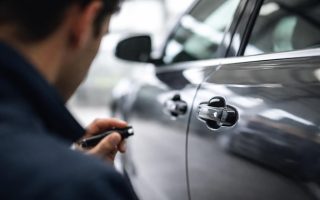 personne-examine-serrure-voiture-garage