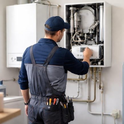 technicien-examine-chaudiere-buanderie