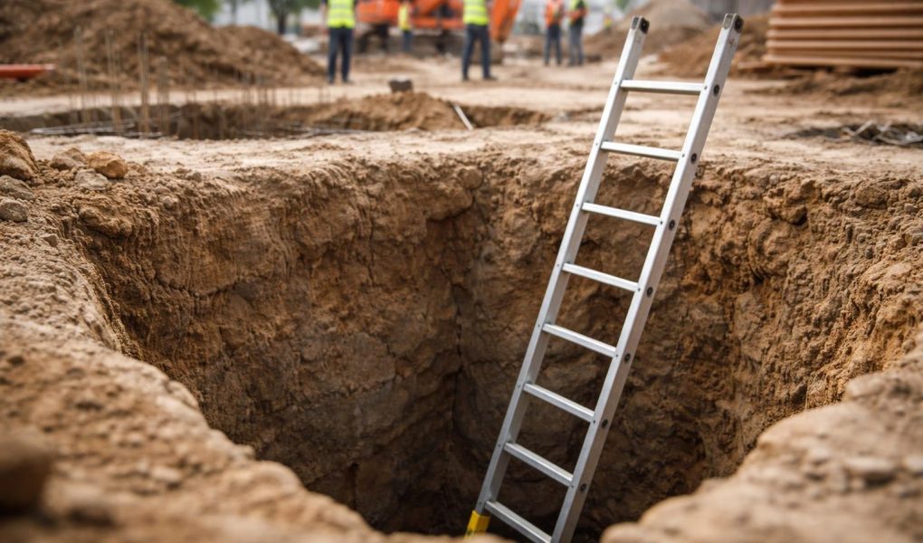 chantier-trou-fondation-travailleurs-echelle
