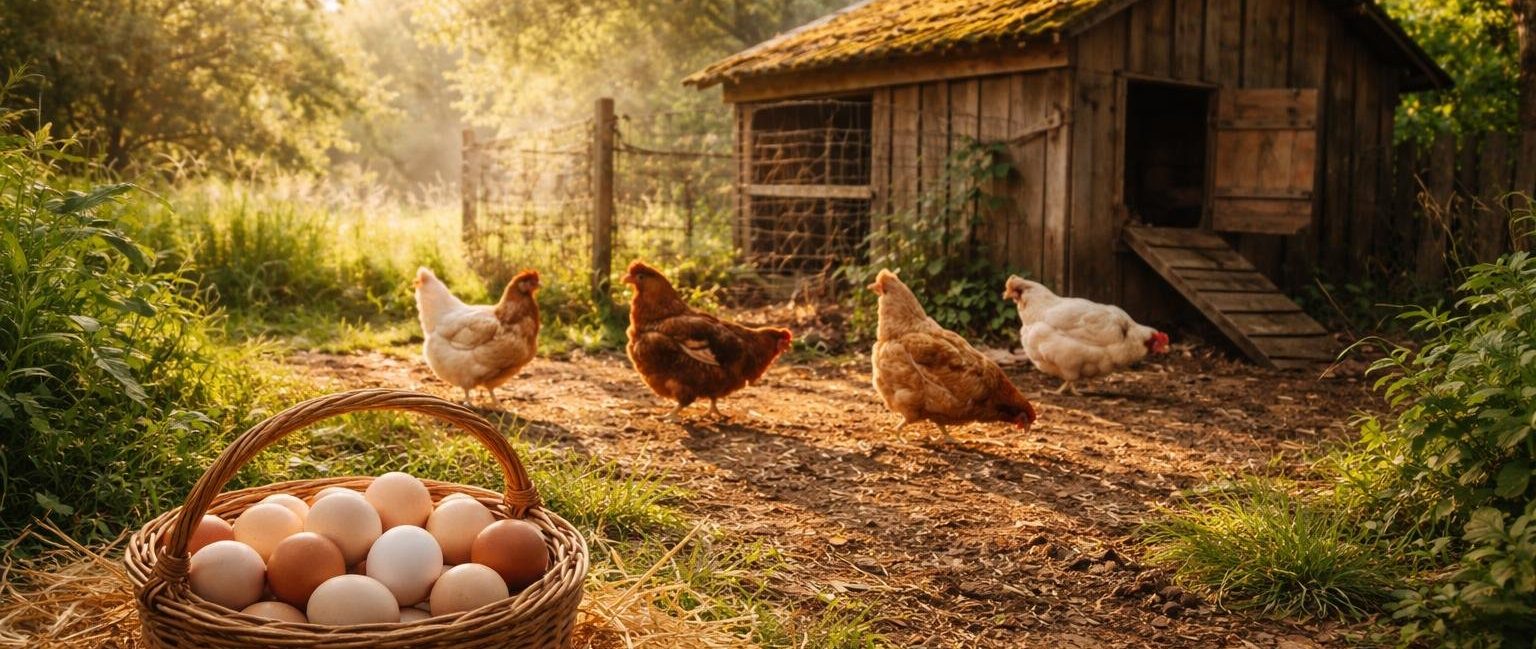 poulailler-rustique-poules-panier-oeufs