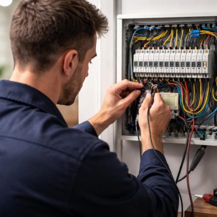 technicien-dos-boite-electrique-cables
