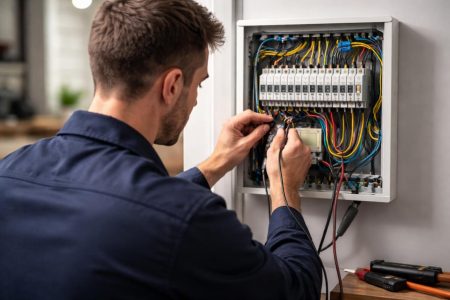 technicien-dos-boite-electrique-cables